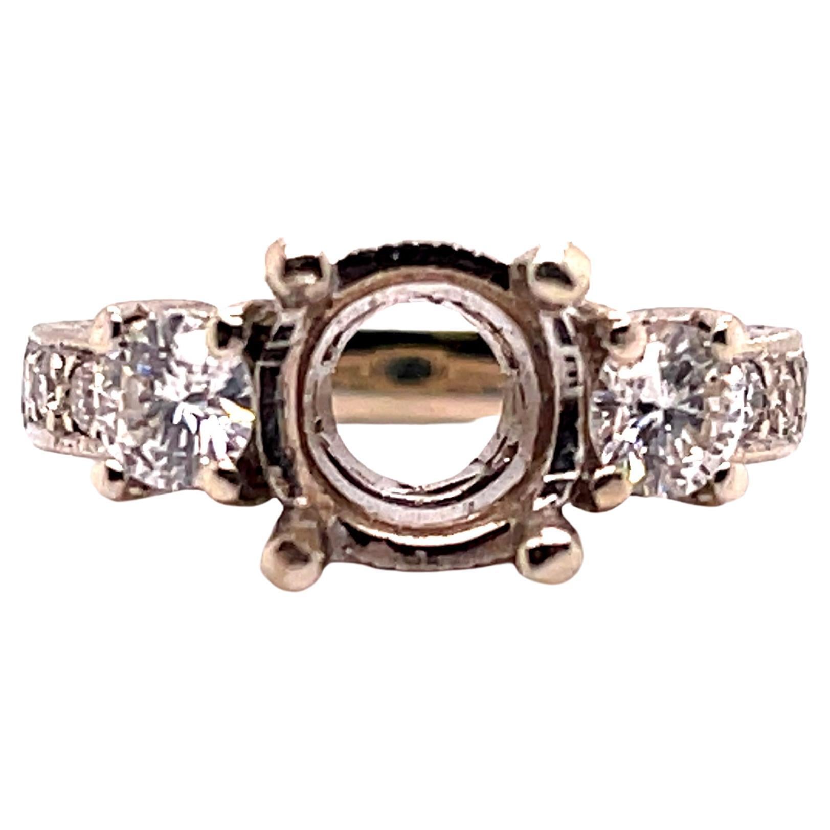 14K White Gold Diamond Engagement Ring 0.77 ctw For Sale