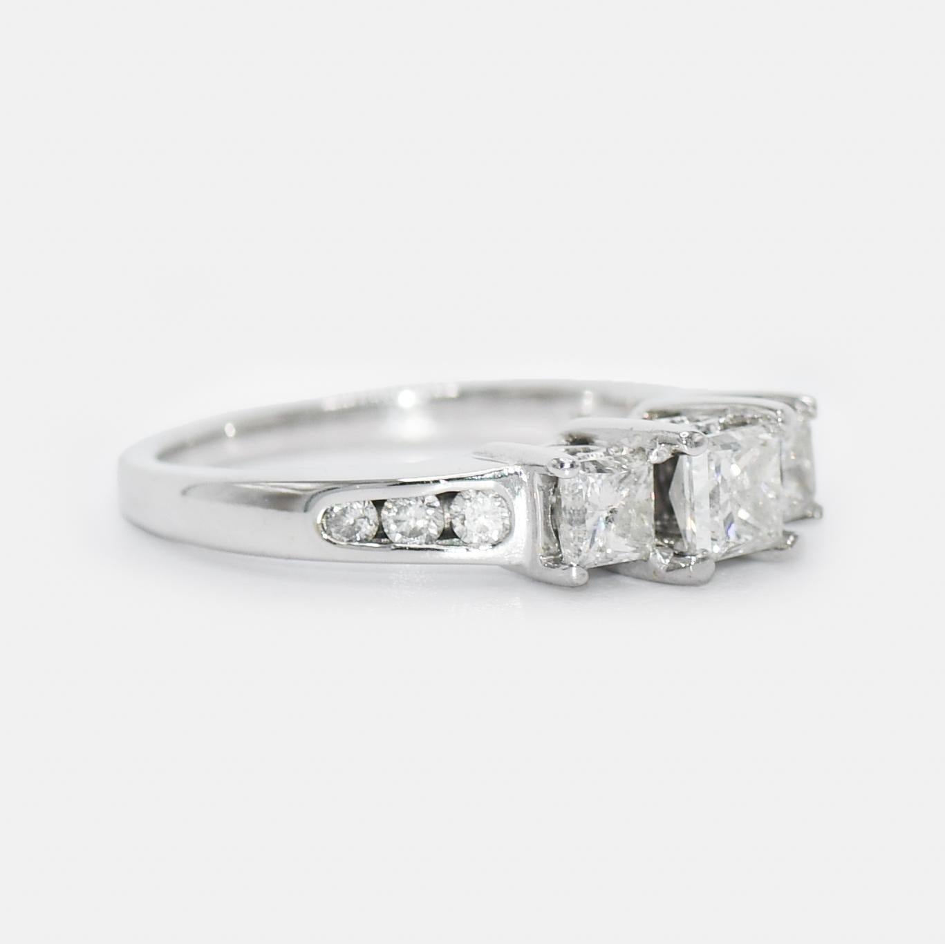 Princess Cut 14K White Gold Diamond Engagement Ring 1.25TDW, 4.5g For Sale
