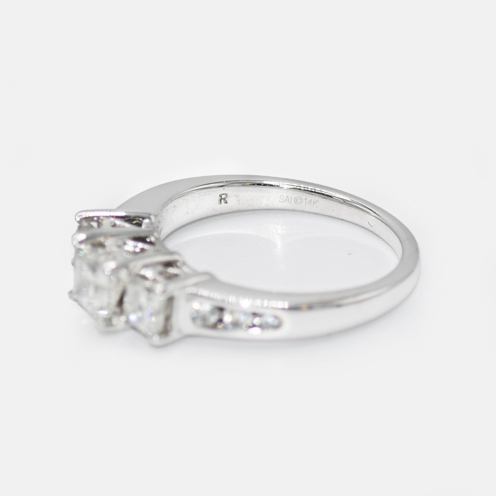 14K White Gold Diamond Engagement Ring 1.25TDW, 4.5g For Sale 3