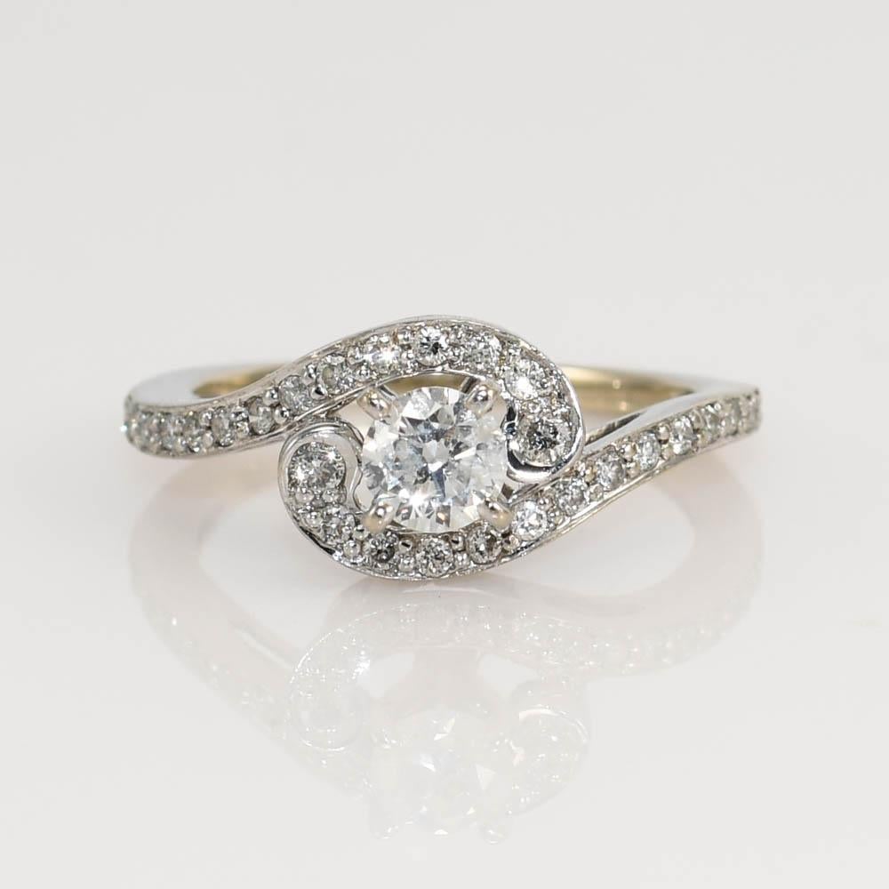 Women's 14k White Gold Diamond Engagement Ring .35tdw 2.2gr For Sale