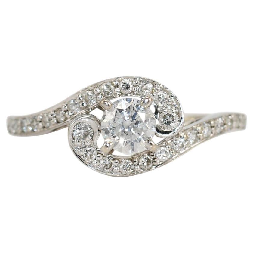 14k White Gold Diamond Engagement Ring .35tdw 2.2gr For Sale