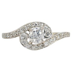Vintage 14k White Gold Diamond Engagement Ring .35tdw 2.2gr
