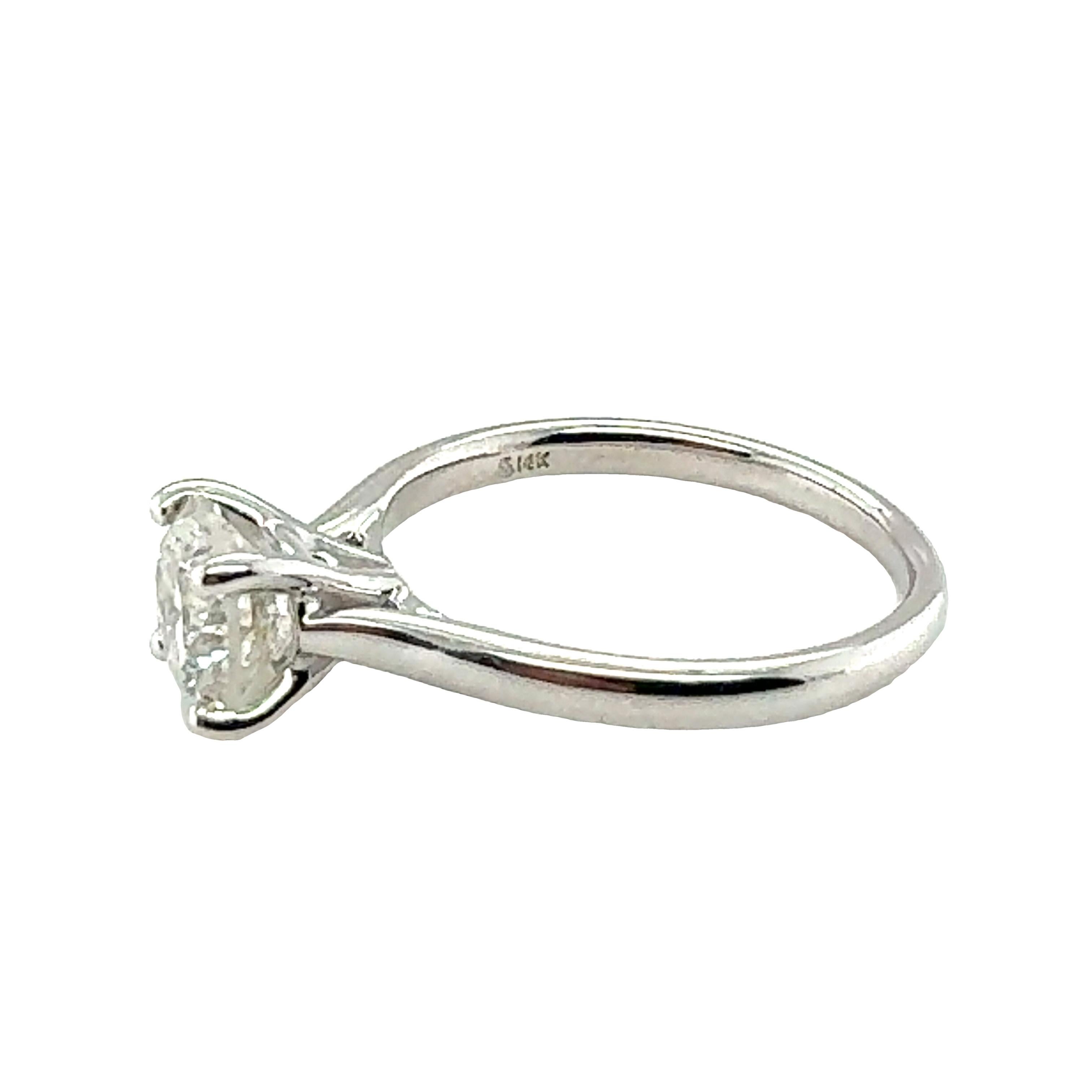 Women's 14K White Gold Diamond Engagement Ring For Sale