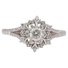 Retro 14k White Gold Diamond Engagement Ring