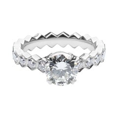 14k White Gold Diamond Engagement Ring with 1.07 Ct Round Brilliant Cut Diamond