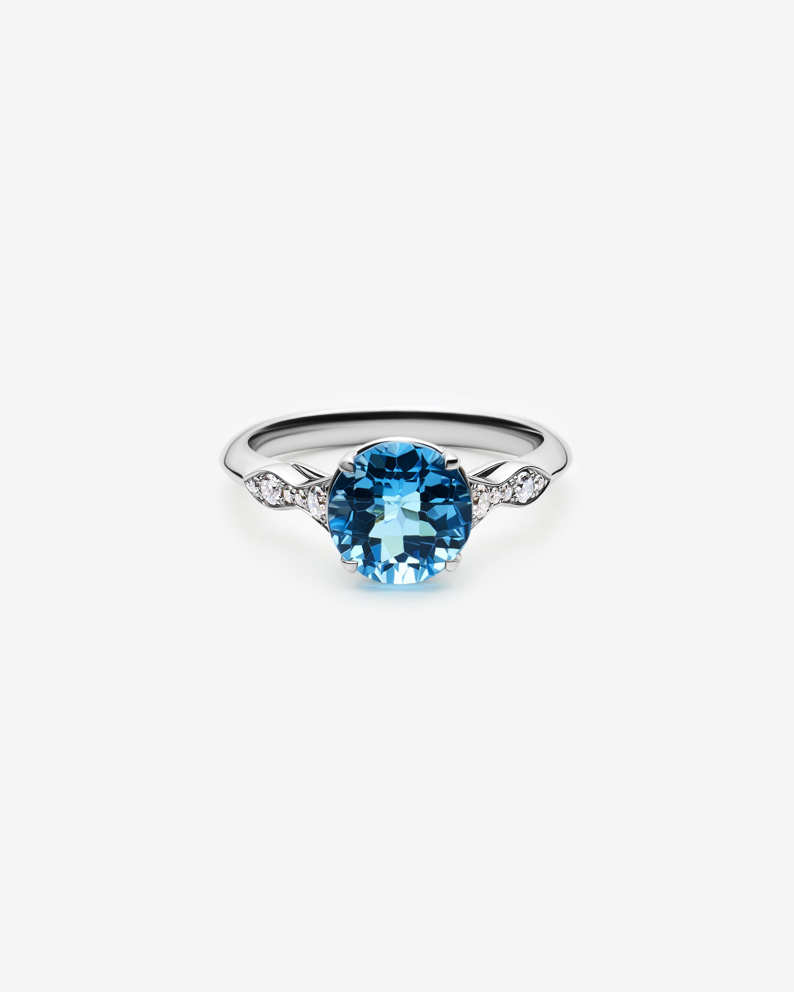 For Sale:  14k White Gold Diamond Engagement Ring with 2.36 Carat Round Blue Topaz 2
