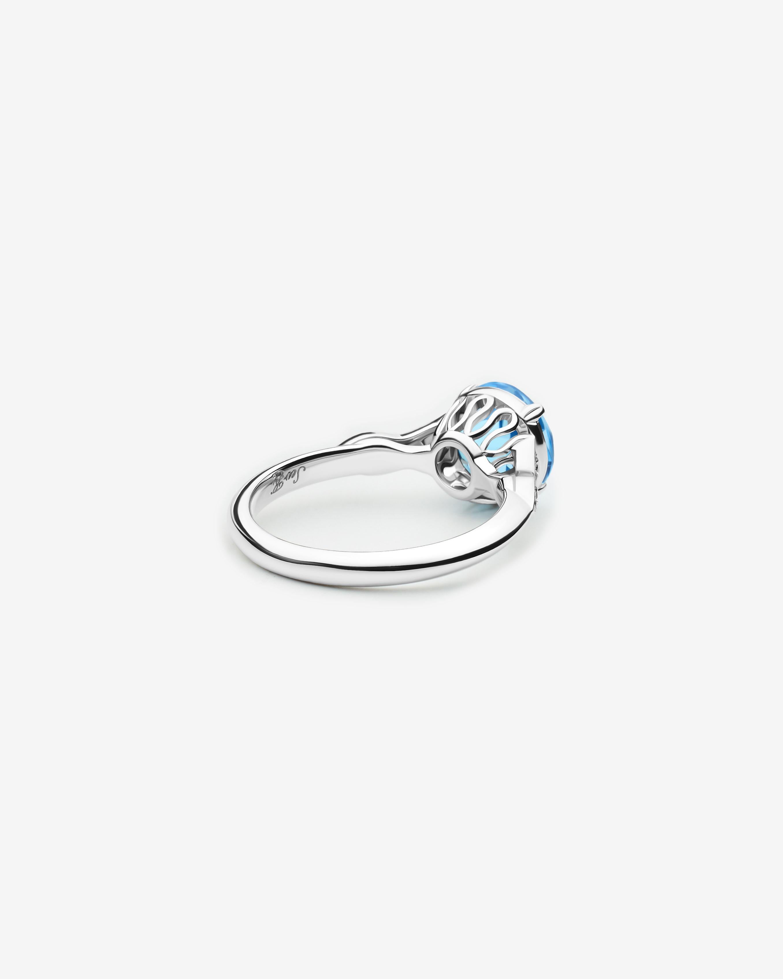 For Sale:  14k White Gold Diamond Engagement Ring with 2.36 Carat Round Blue Topaz 3