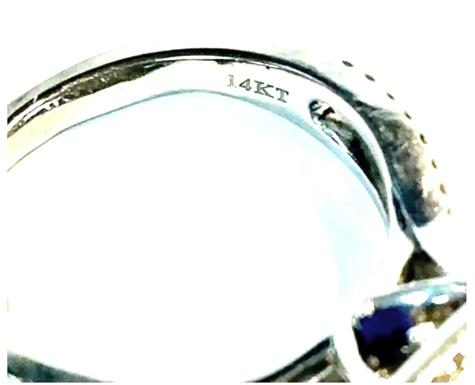 Princess Cut 14K White Gold Diamond Engagement Ring with Sapphires Vera Wang Love Collection For Sale
