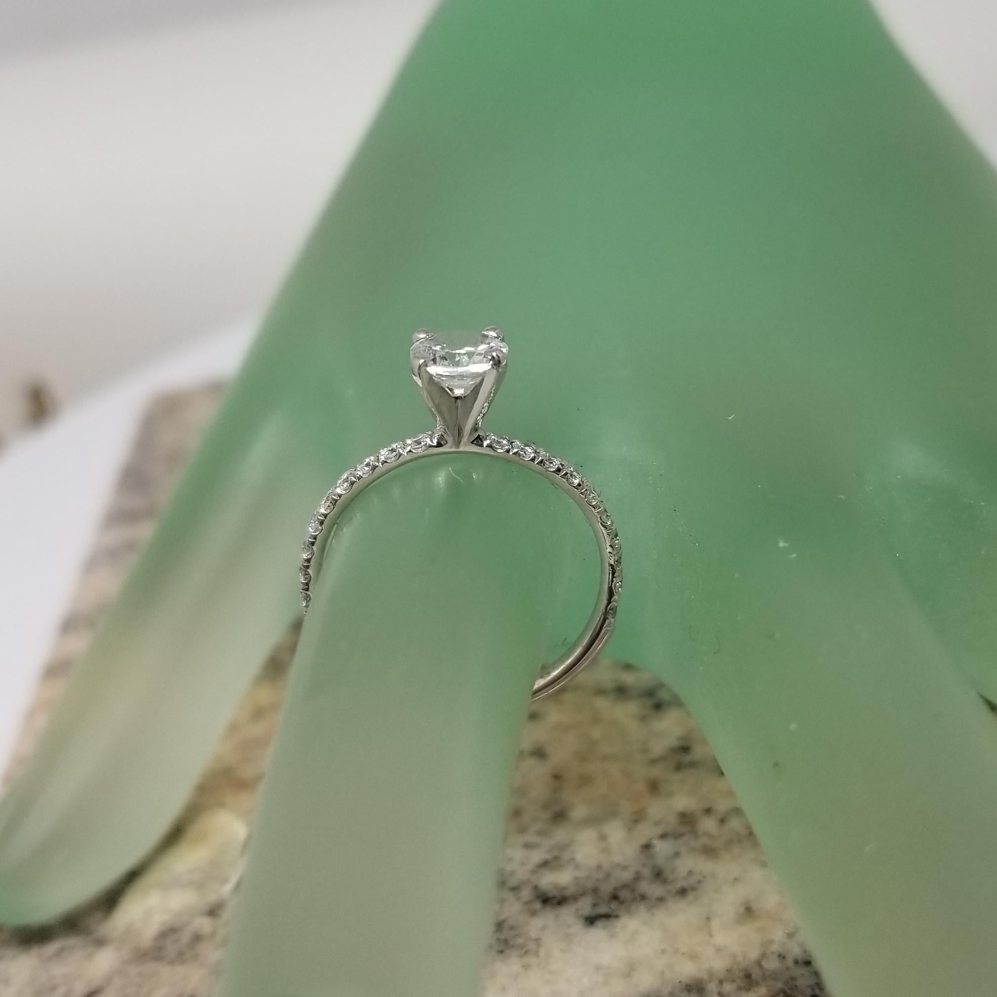 Women's or Men's 14 Karat White Gold Diamond Engagement Ring with White Sapphire Center For Sale