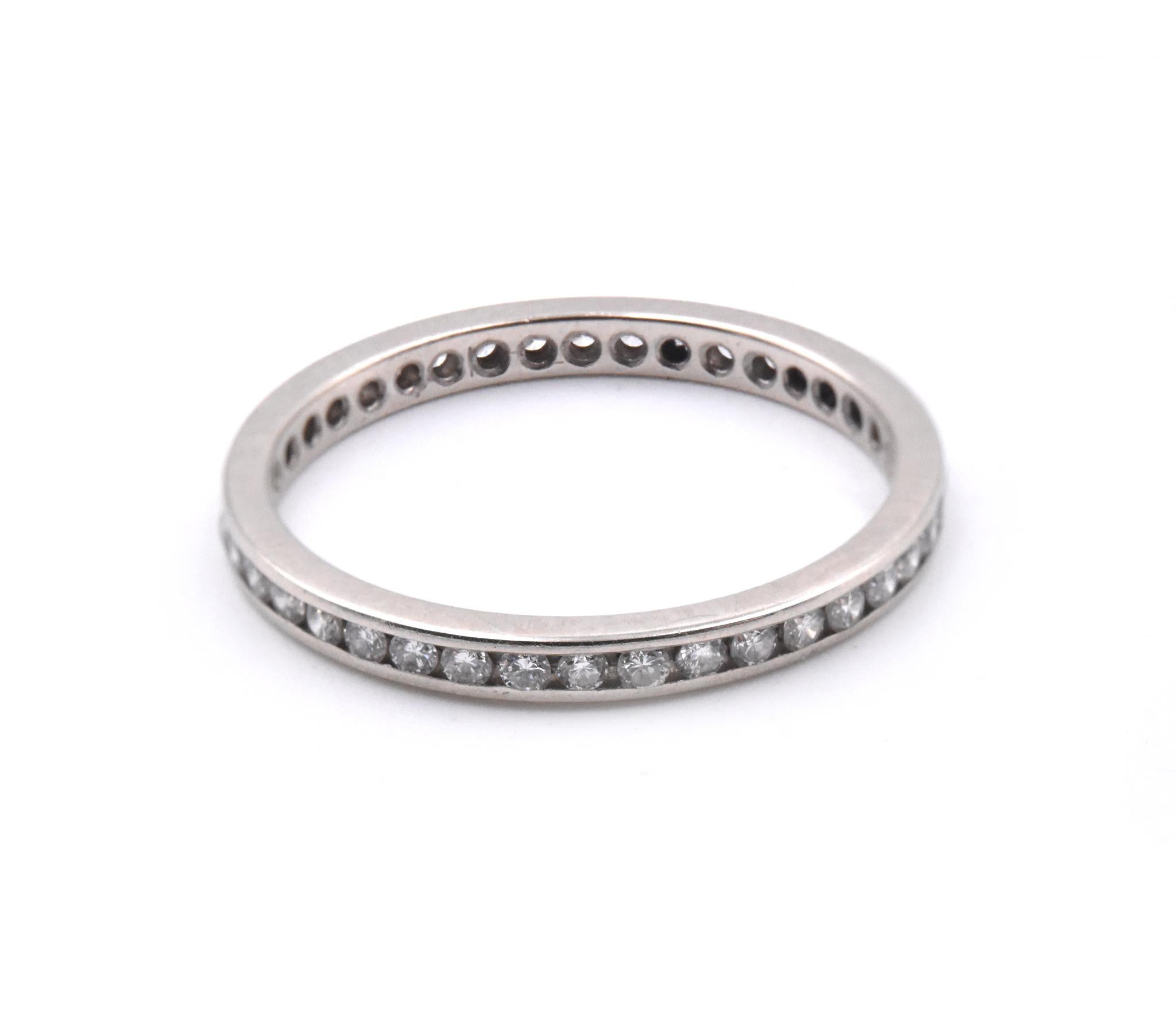 Women's or Men's 14 Karat White Gold Diamond Eternity Band For Sale