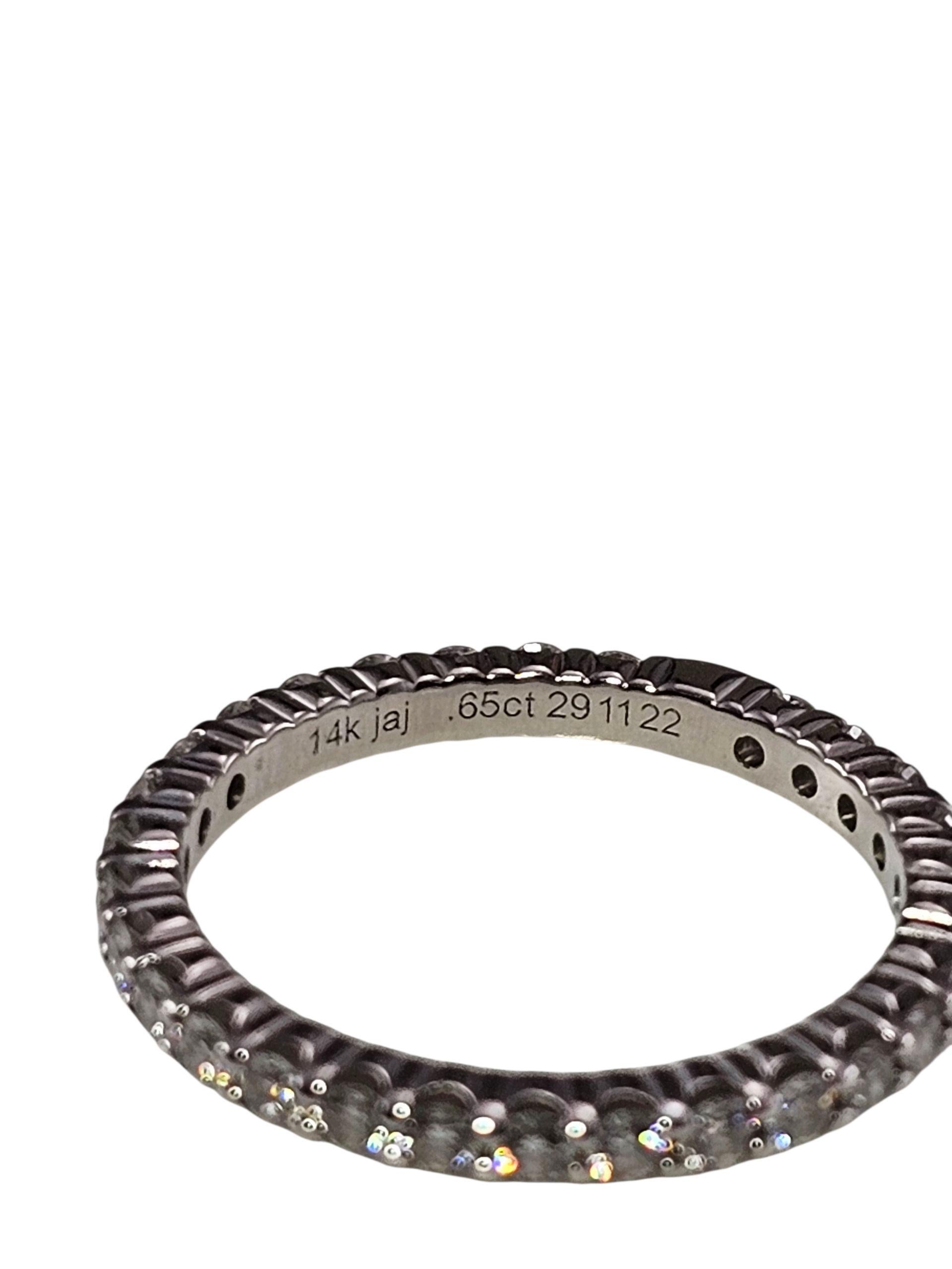 Bague d'éternité en or blanc 14K avec diamant Taille 5 #23635 Pour femmes en vente