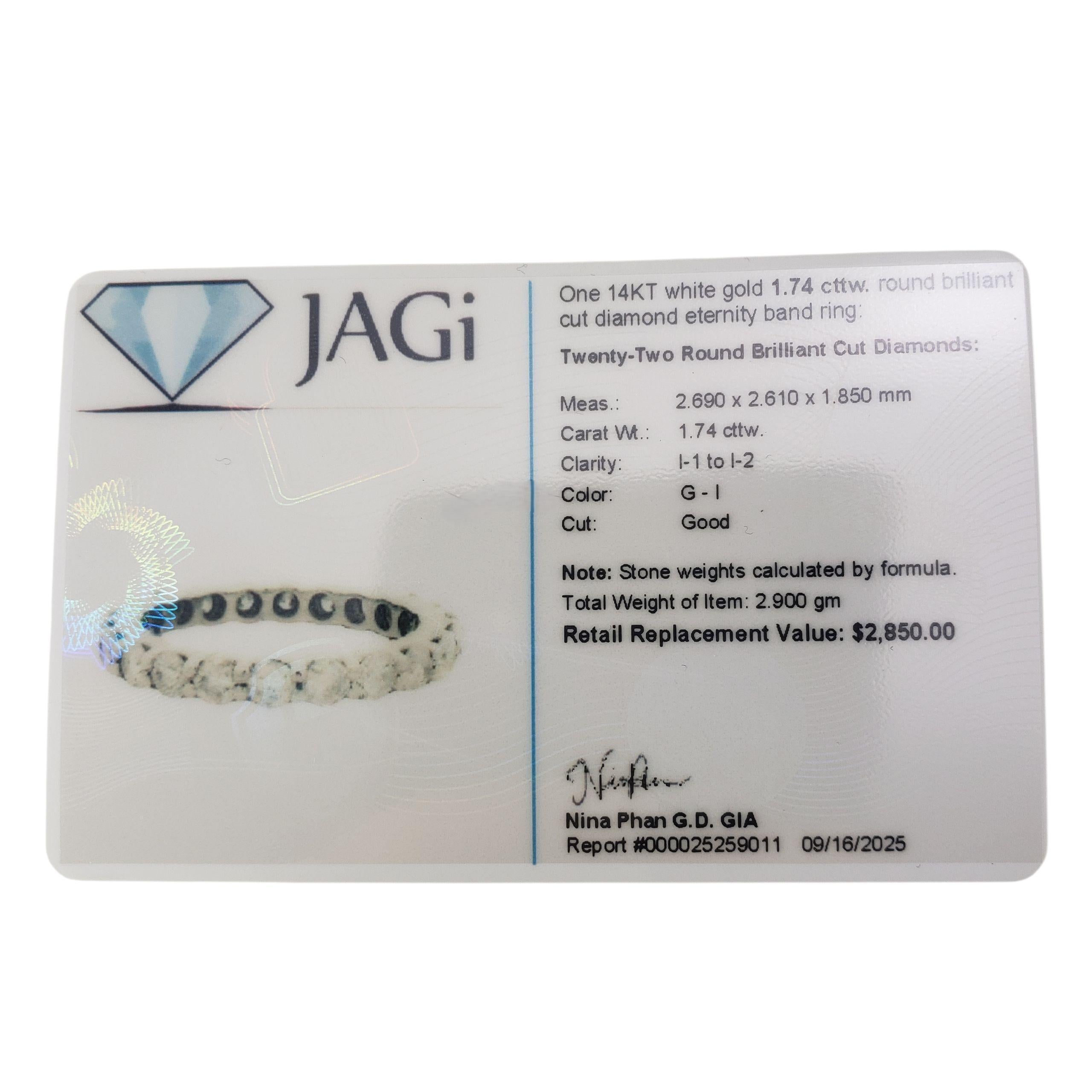 Anello di eternità con diamante in oro bianco 14K misura 5,75  #23347 in vendita 2