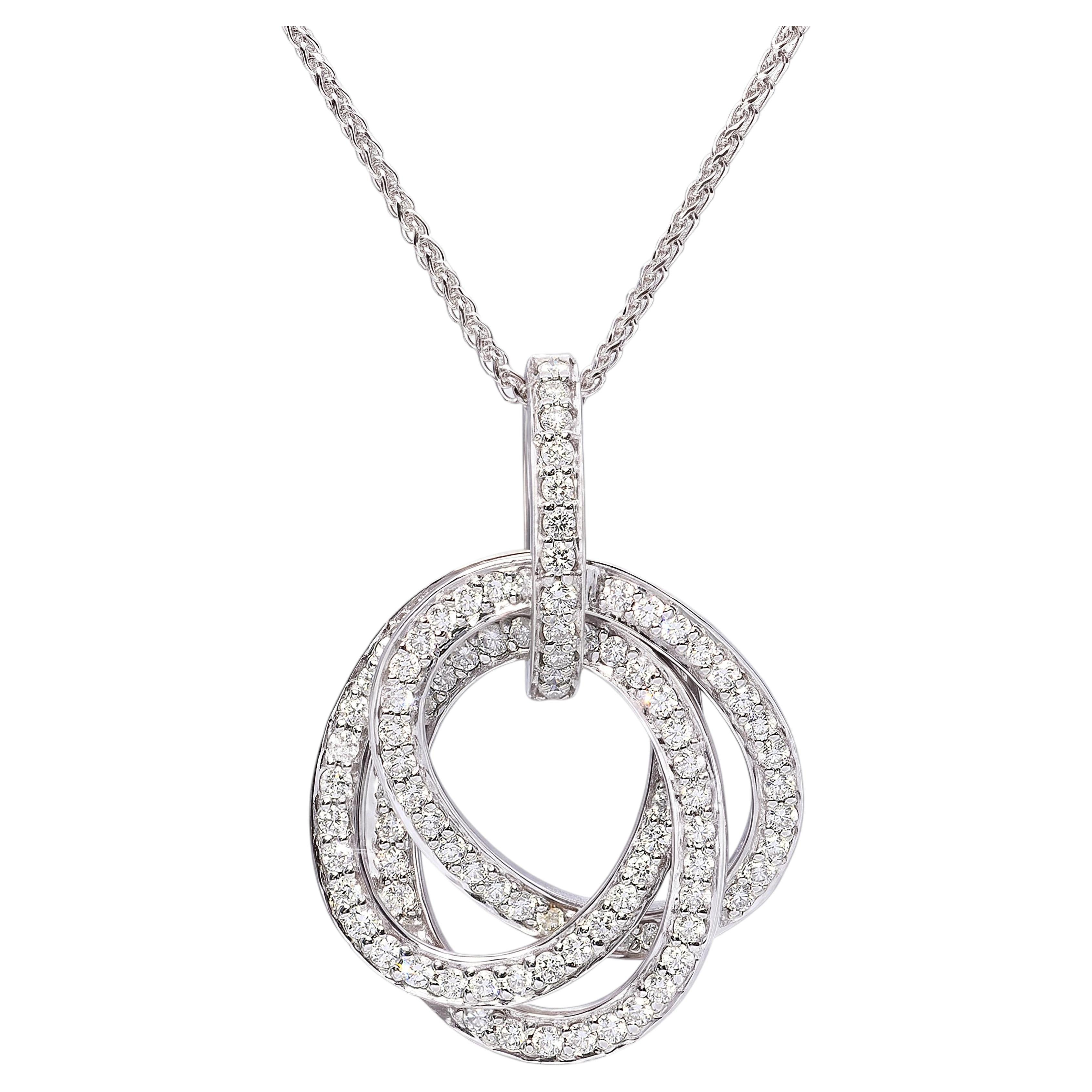 14k White Gold Diamond Eternity Pendant Necklace