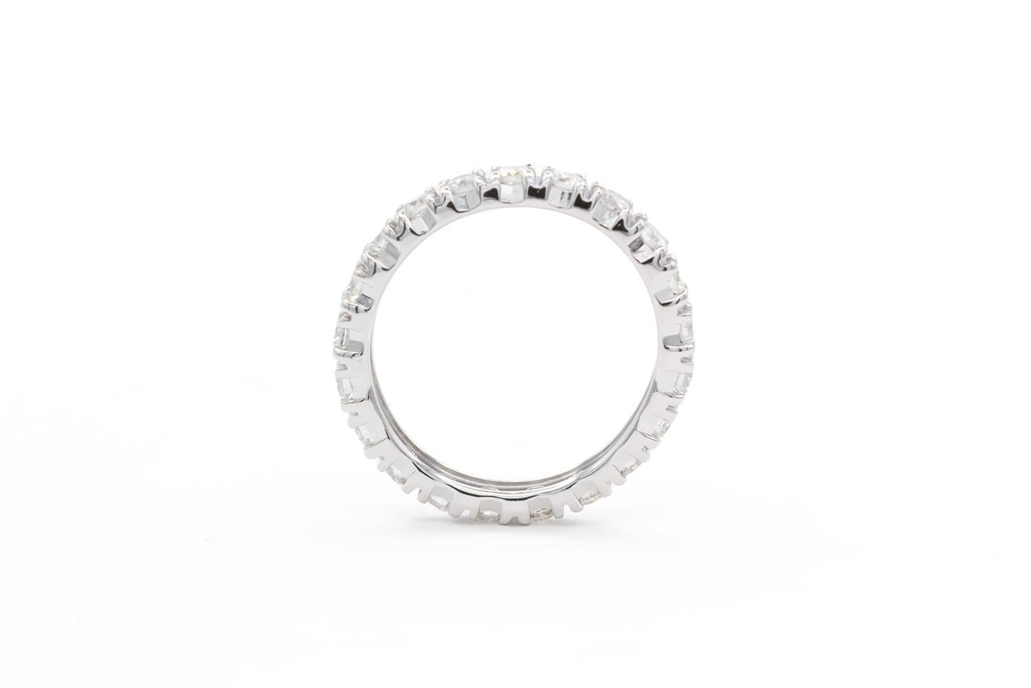 Women's 14k White Gold & Diamond Eternity Wedding Band For Sale