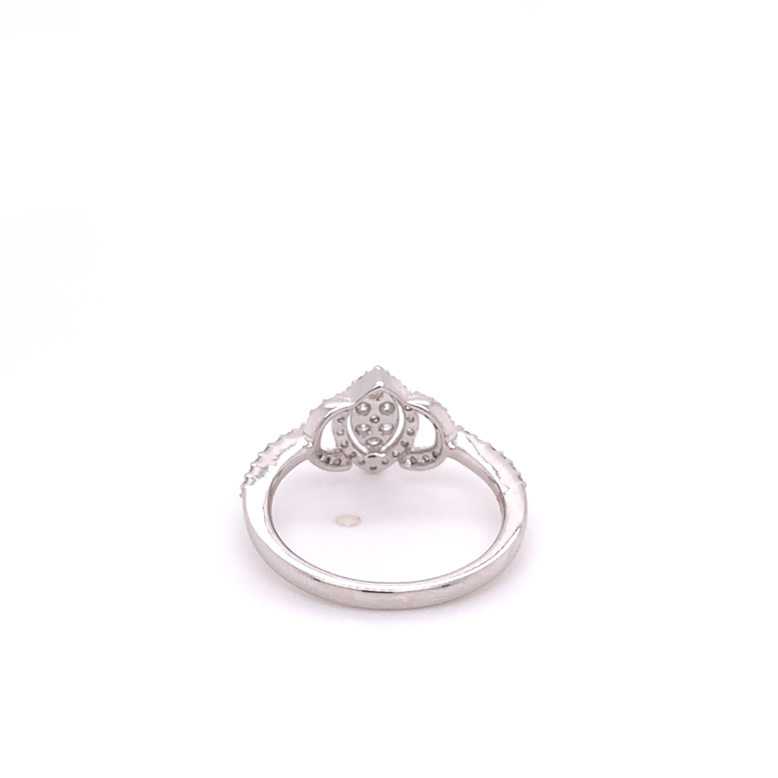 Modern 14K White Gold Diamond Fashion Ring For Sale
