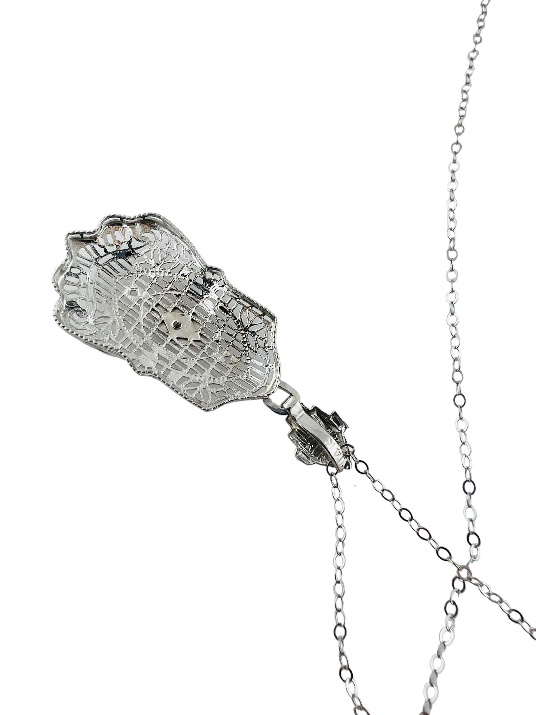 Collana con ciondolo in filigrana di diamanti in oro bianco 14K #16580 in vendita 3