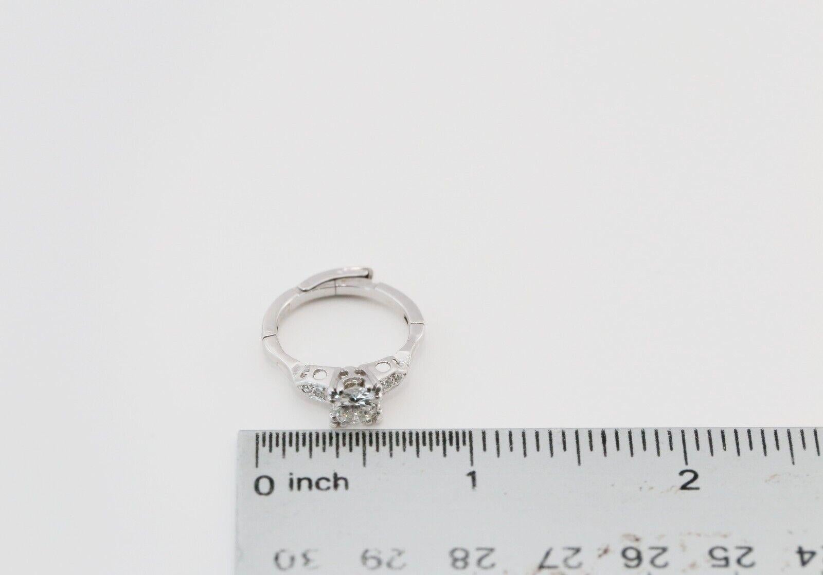 14k White Gold Diamond Finger Fit Engagement Ring, Size 5.5 - 3.8g For Sale 3
