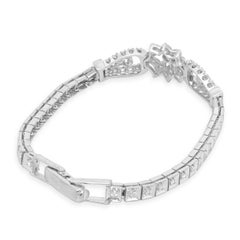 14K White Gold Diamond Floral Bracelet 6.75"