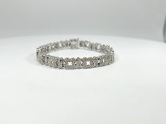 14K White Gold Diamond Flower Bracelet 2.50 CTW