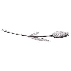 14K White Gold Diamond Flower Brooch Pin