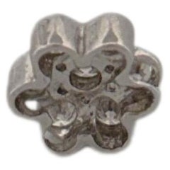 14K White Gold Diamond Flower Pendant Bezel Set Floral