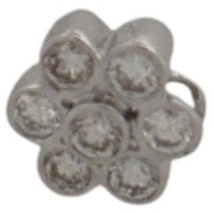 14K White Gold Diamond Flower Pendant Bezel Set Floral