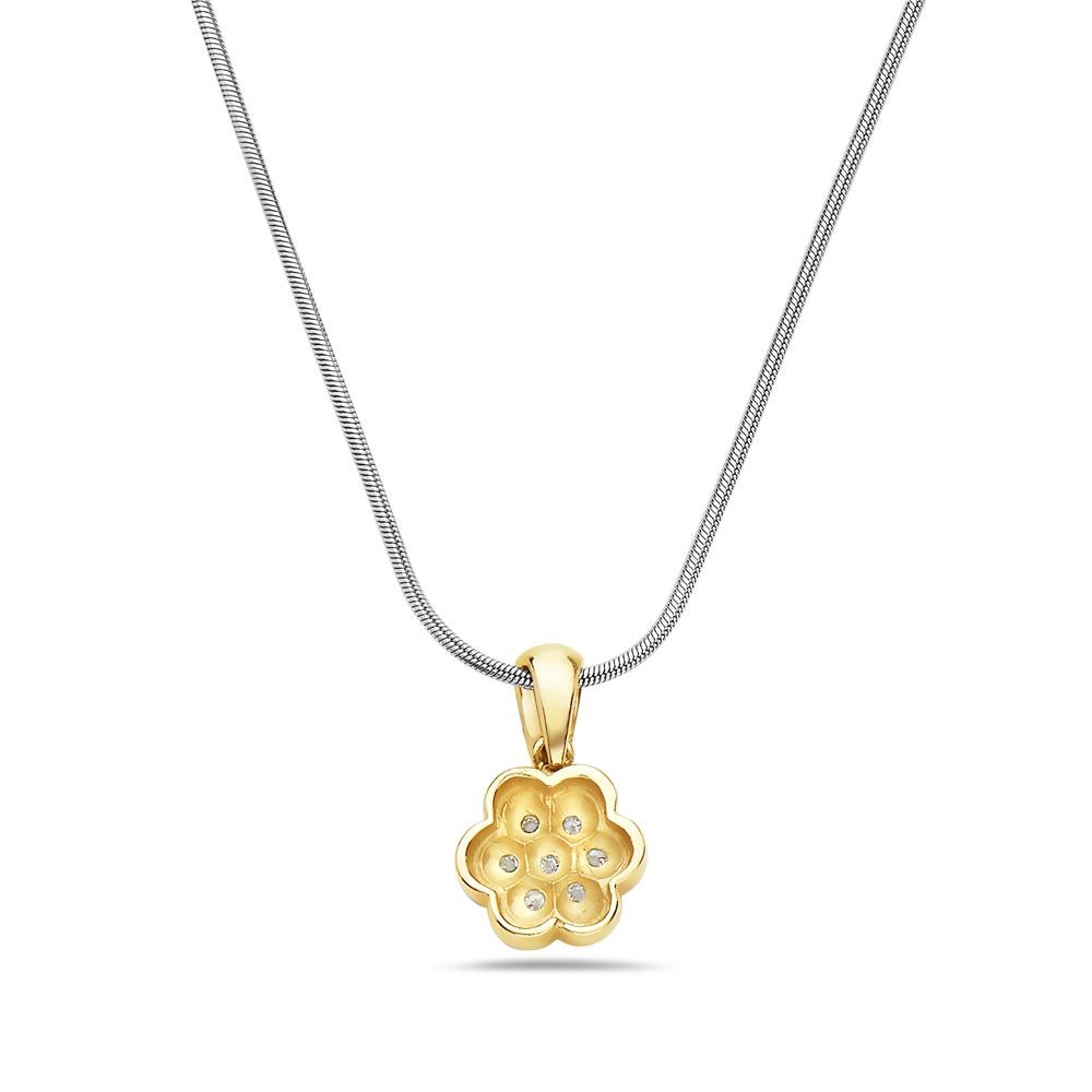 Modern 14 Karat White Gold Diamond Flower Pendant For Sale
