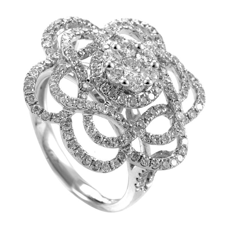 14 Karat White Gold Diamond Flower Ring RS04230W at 1stDibs white