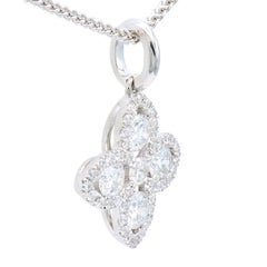 14K White Gold Diamond Four Leaf Pendant