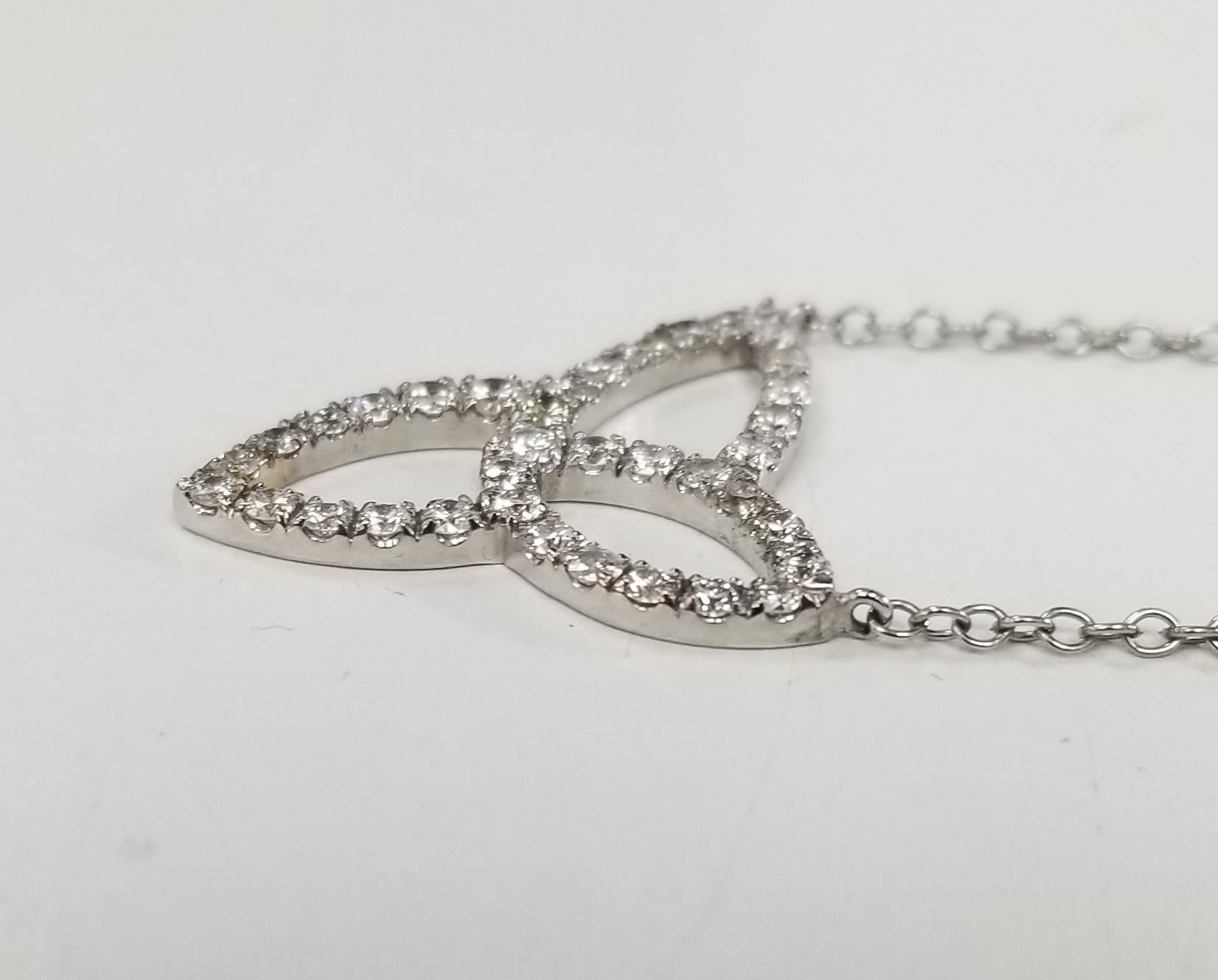 Contemporary 14 Karat White Gold Diamond Free Form Necklace For Sale