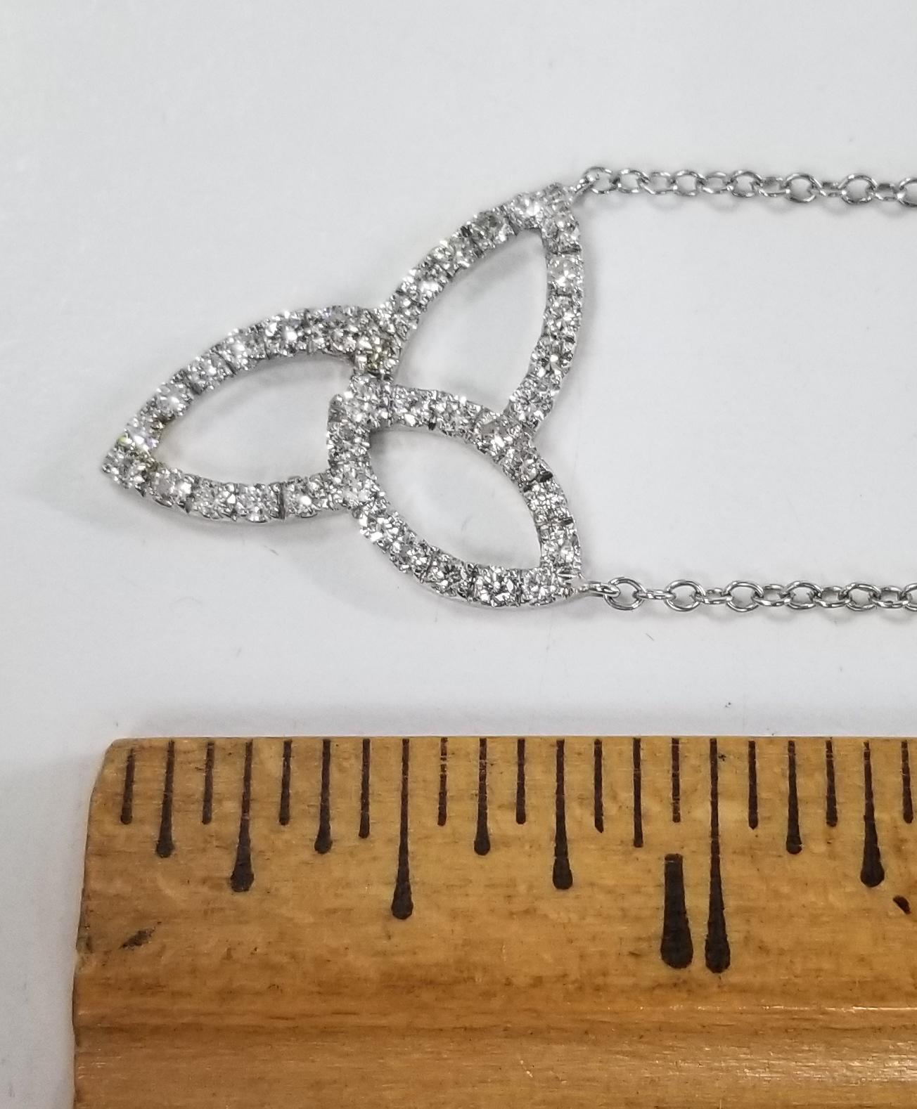 14 Karat White Gold Diamond Free Form Necklace In New Condition For Sale In Los Angeles, CA