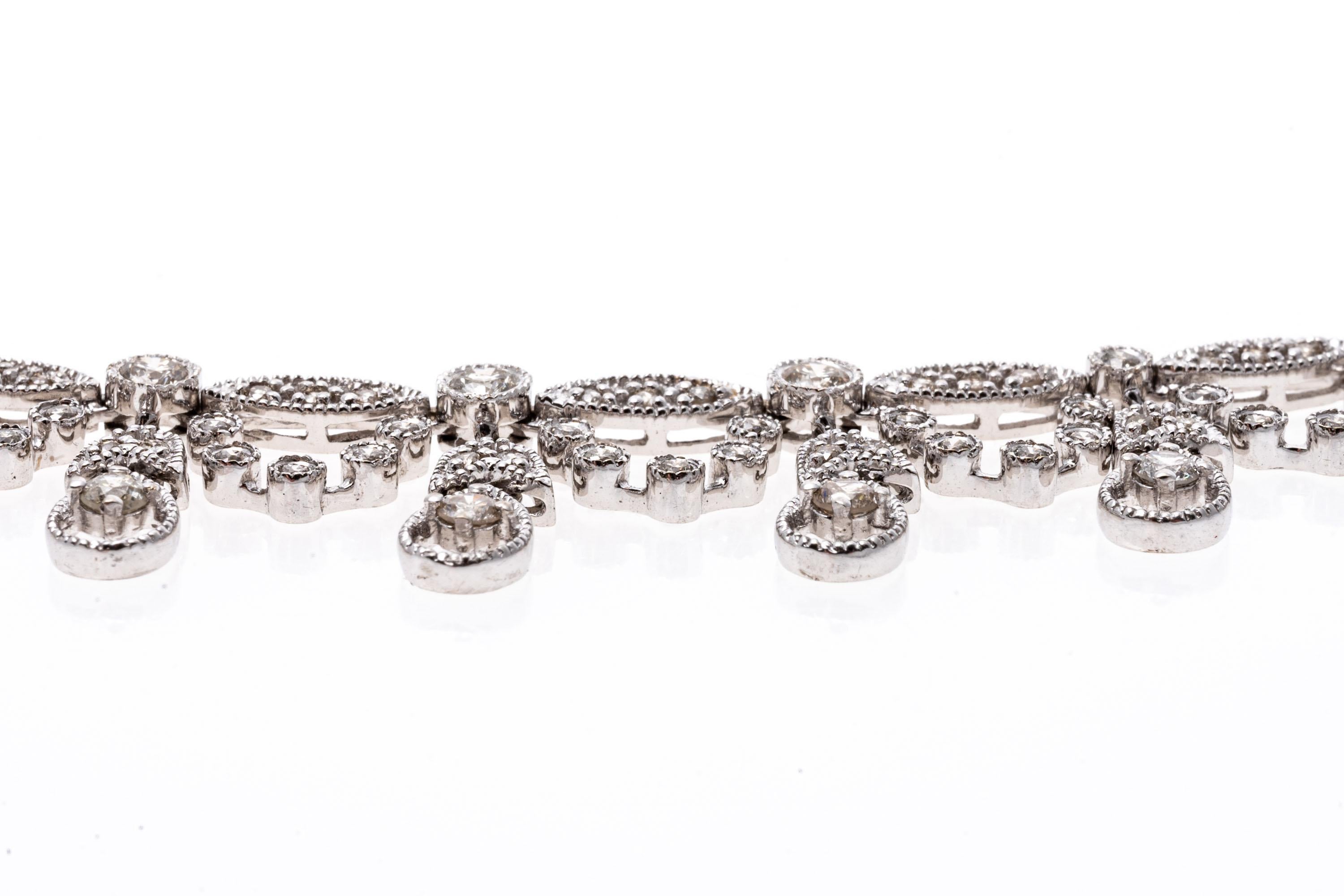 14k Weißgold Diamant-Halskette mit Fransen im Zustand „Gut“ im Angebot in Southport, CT