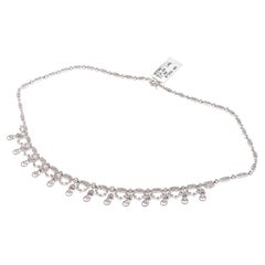 14k White Gold Diamond Fringed Necklace