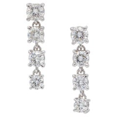 14k White Gold & Diamond Graduated Dangle Drop Earrings 0.98ctw G-H/SI1-SI2