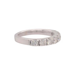 Half Way 14K White Gold Fishtail Setting 8 Natural Diamond Wedding Band Ring 