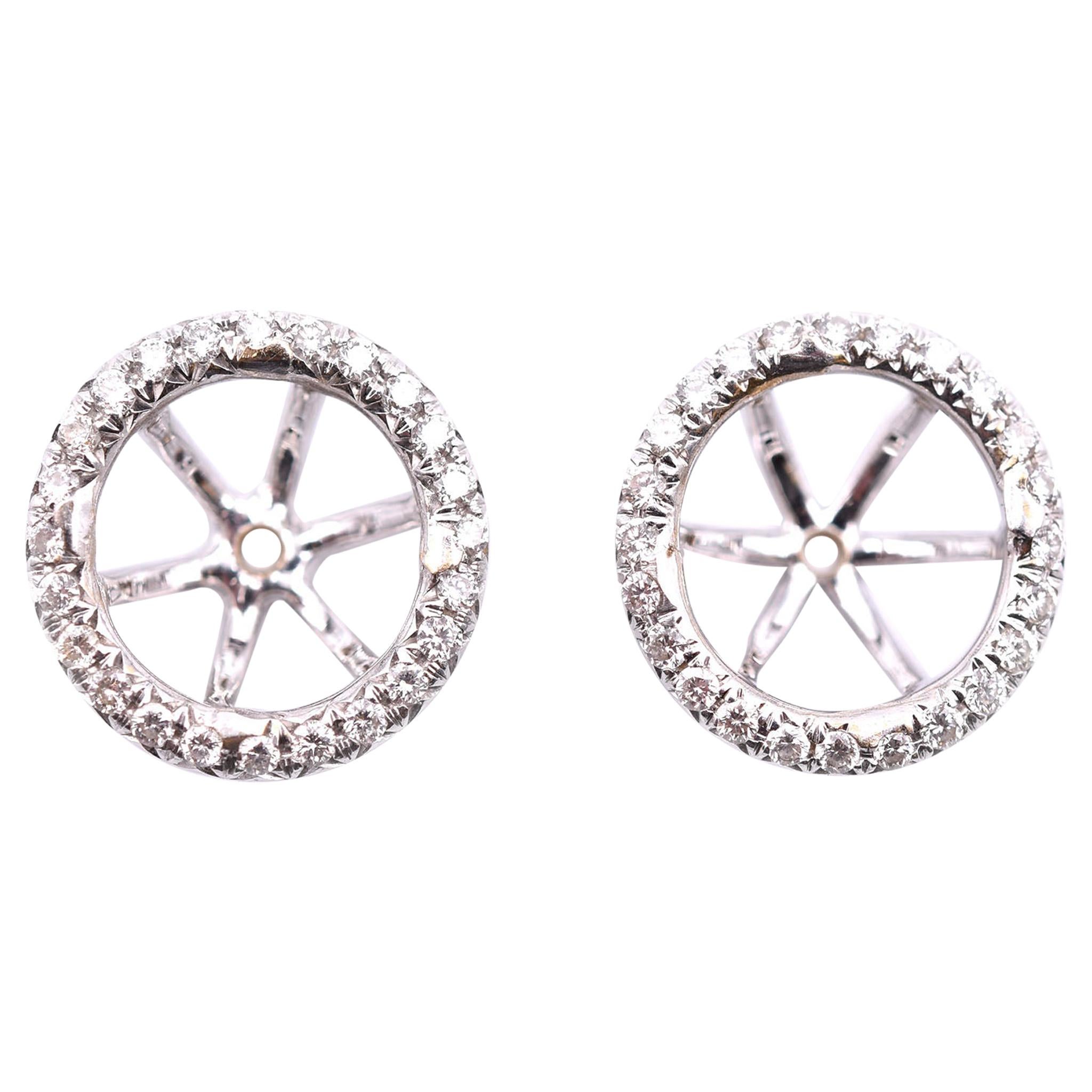 14 Karat White Gold Diamond Halo Earring Jackets