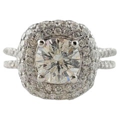 14K White Gold Diamond Halo Engagement Ring 1.94cttw. Certified #16953
