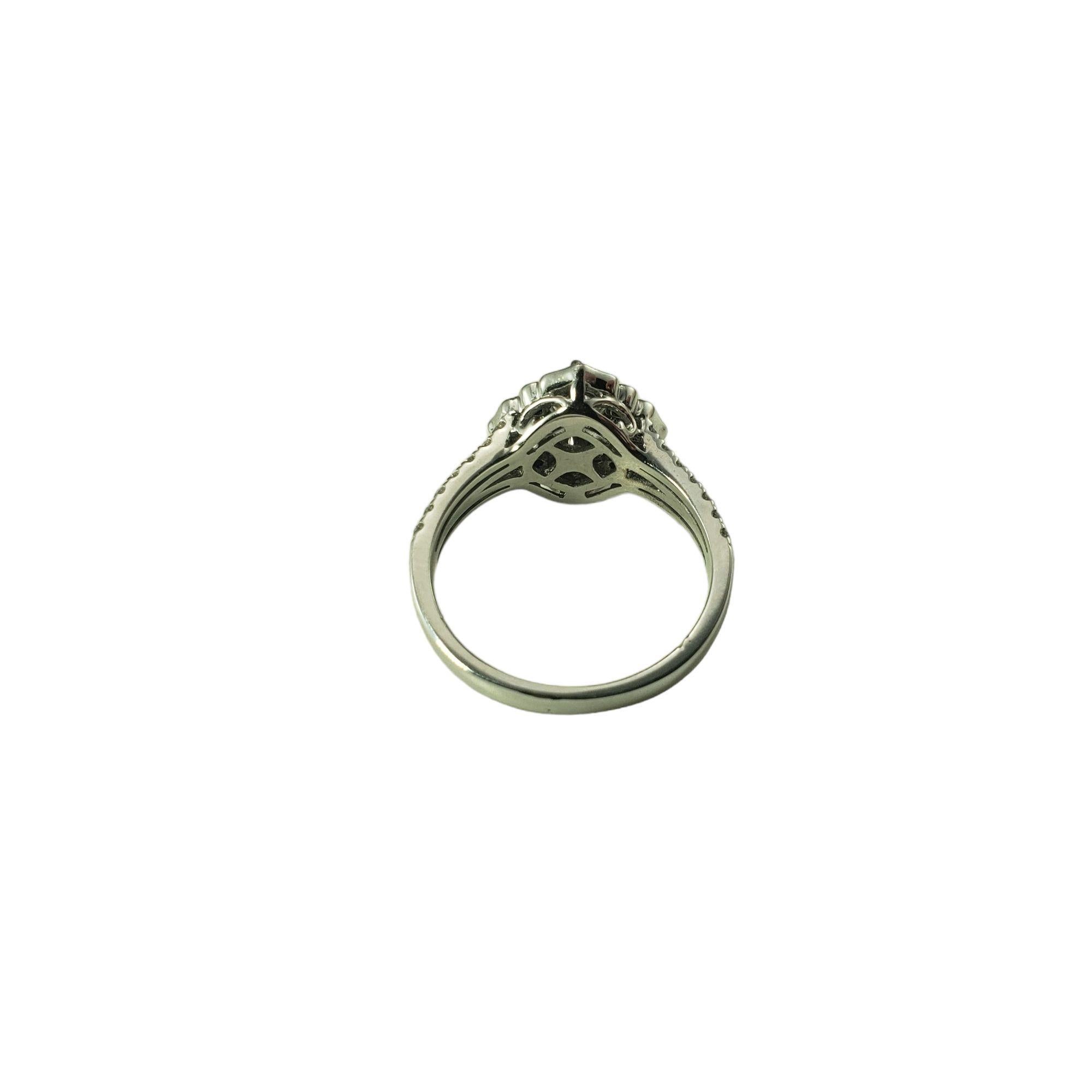 Women's 14K white Gold Diamond Halo Engagement Ring Size 7.75 #15065