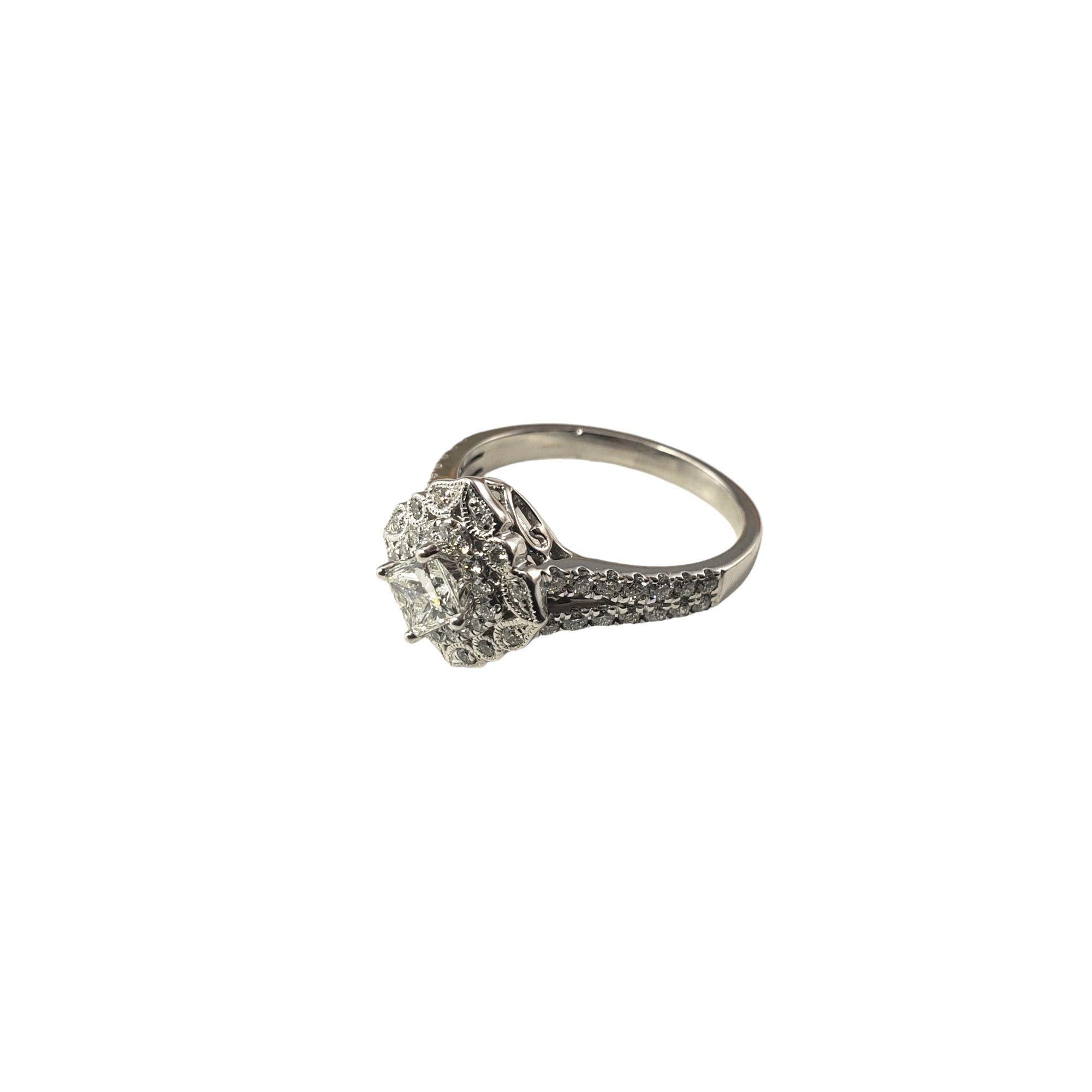 14K white Gold Diamond Halo Engagement Ring Size 7.75 #15065 1