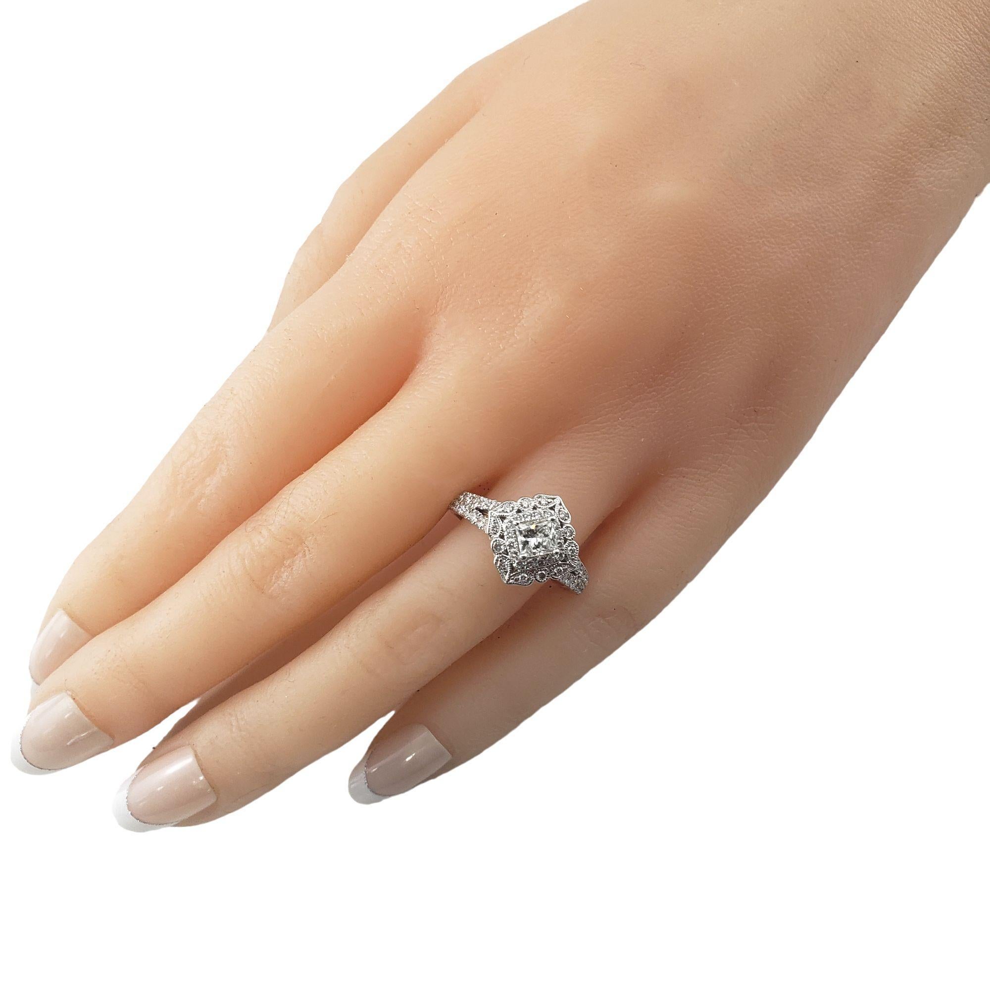 14K white Gold Diamond Halo Engagement Ring Size 7.75 #15065 2