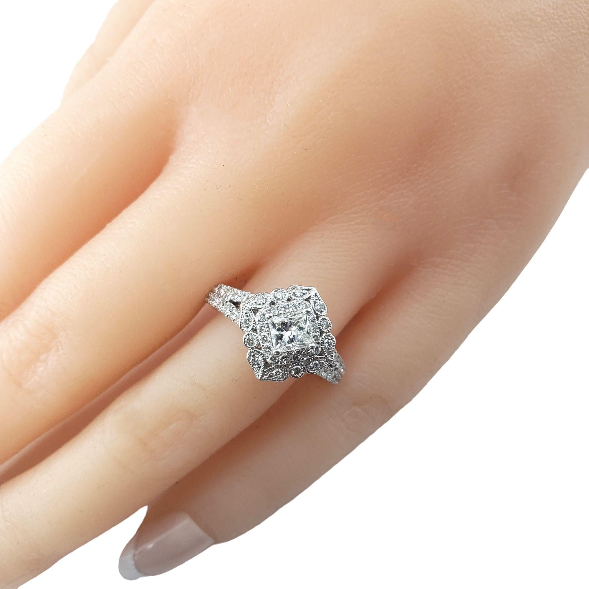 14K white Gold Diamond Halo Engagement Ring Size 7.75 #15065 3