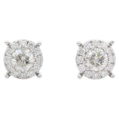 14K White Gold & Diamond Halo Stud Earrings 1.60ctw