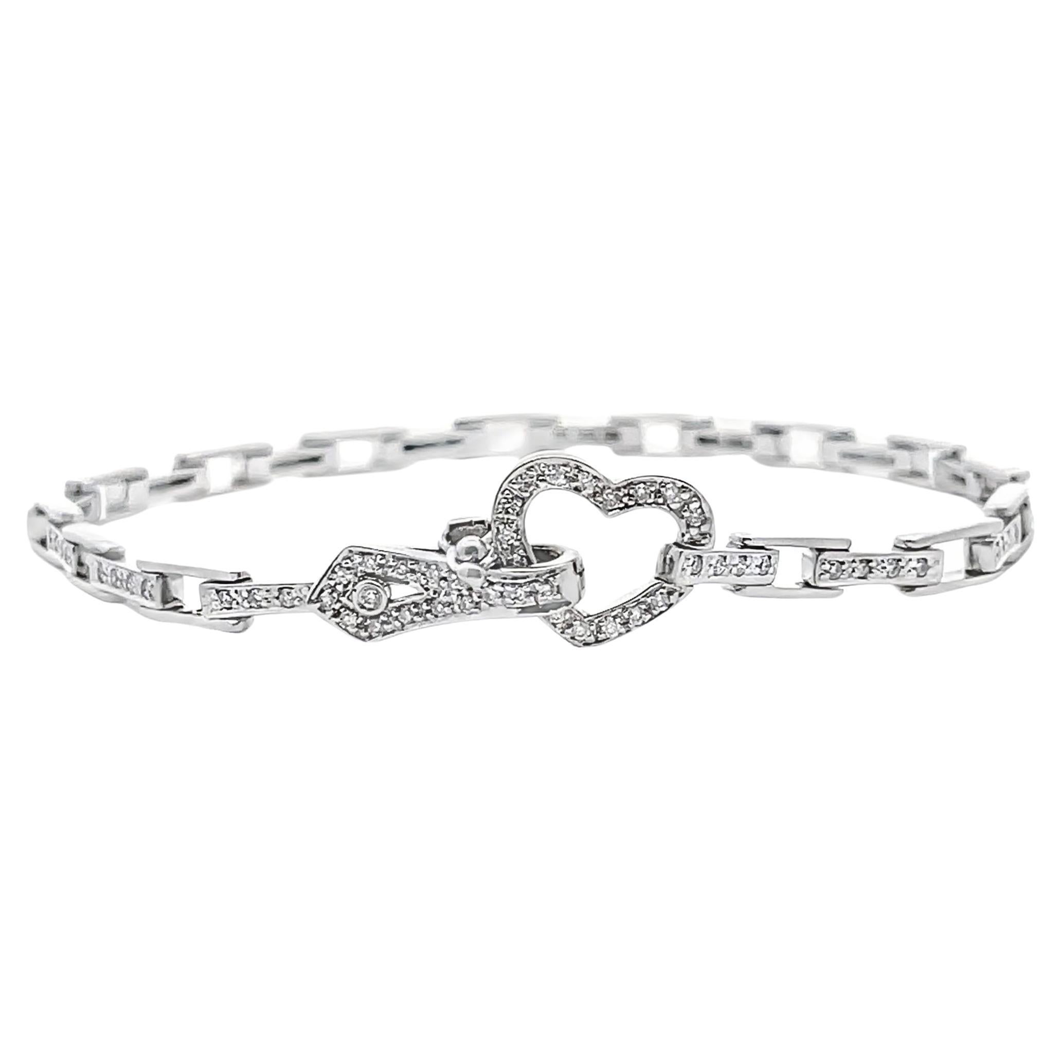 14K Weißgold Diamant-Herz-Armband