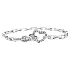 14K Weißgold Diamant-Herz-Armband