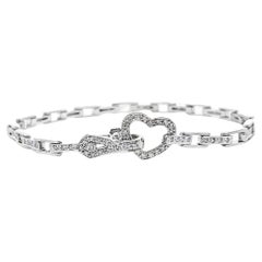 14K White Gold Diamond Heart Bracelet