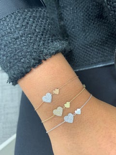 Pulsera Cadena Corazón Diamante Oro Blanco 14K para Ella