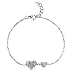 14K White Gold Diamond Heart Chain Bracelet for Her