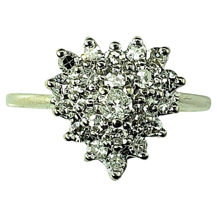 14K White Gold Diamond Heart Cluster Ring Size 5.25 #21796
