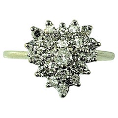 14K White Gold Diamond Heart Cluster Ring Size 5.25 #21796