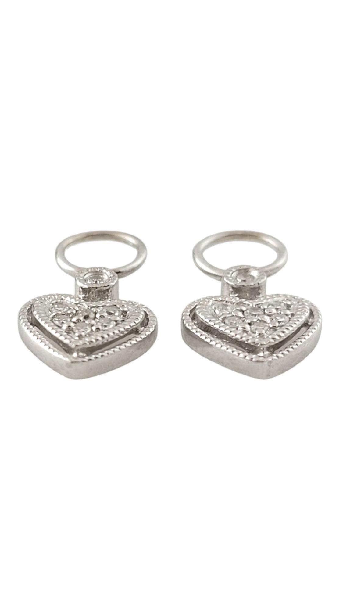 Single Cut 14K White Gold Diamond Heart Earring Charms for Hoop Earrings #16297